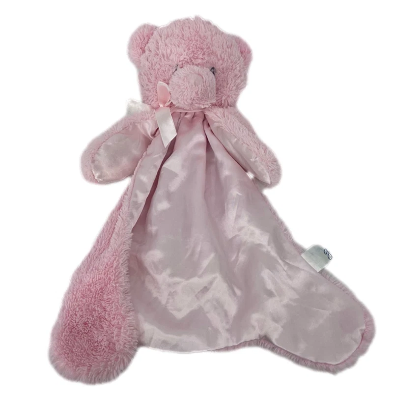 Baby Gund Pink Teddy Bear Snuggle Blanket Lovey Plush Satin Back Stuffed 17 Inch