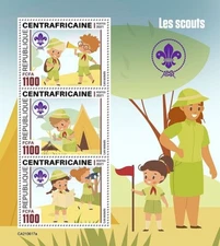SCOUTING Scout/Scouts MNH 3v-Stamp Sheet #1 (2021 Central Africa)