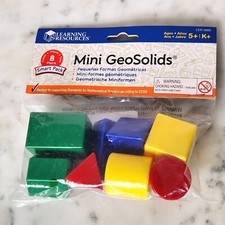 Learning Resources Mini GeoSolids 8 Piece Plastic Shapes Geometry STEM Math NEW