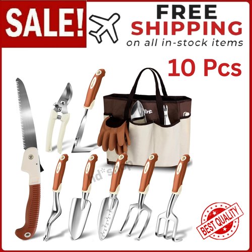 Garden Tool Set,10 Pcs Heavy Duty Gardening Hand Tool Kit for Women Aluminum wit