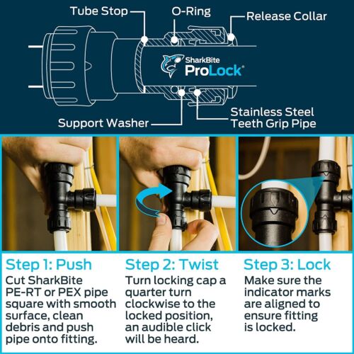 6) Sharbite ProLock 1/2” x 3/8” PE-RT Plumbing Pipe Fittings Reducing Couplings - Picture 5 of 5