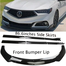 Glossy Black Front Lower Bumper Lip Splitter Spoiler +Side Skirt For Acura TLX A