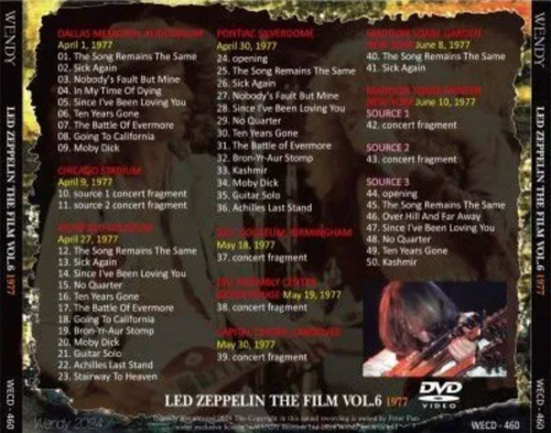 LED ZEPPELIN / THE FILM VOL.6 1977 (DVD) con región bi NUEVO - Imagen 2 de 2