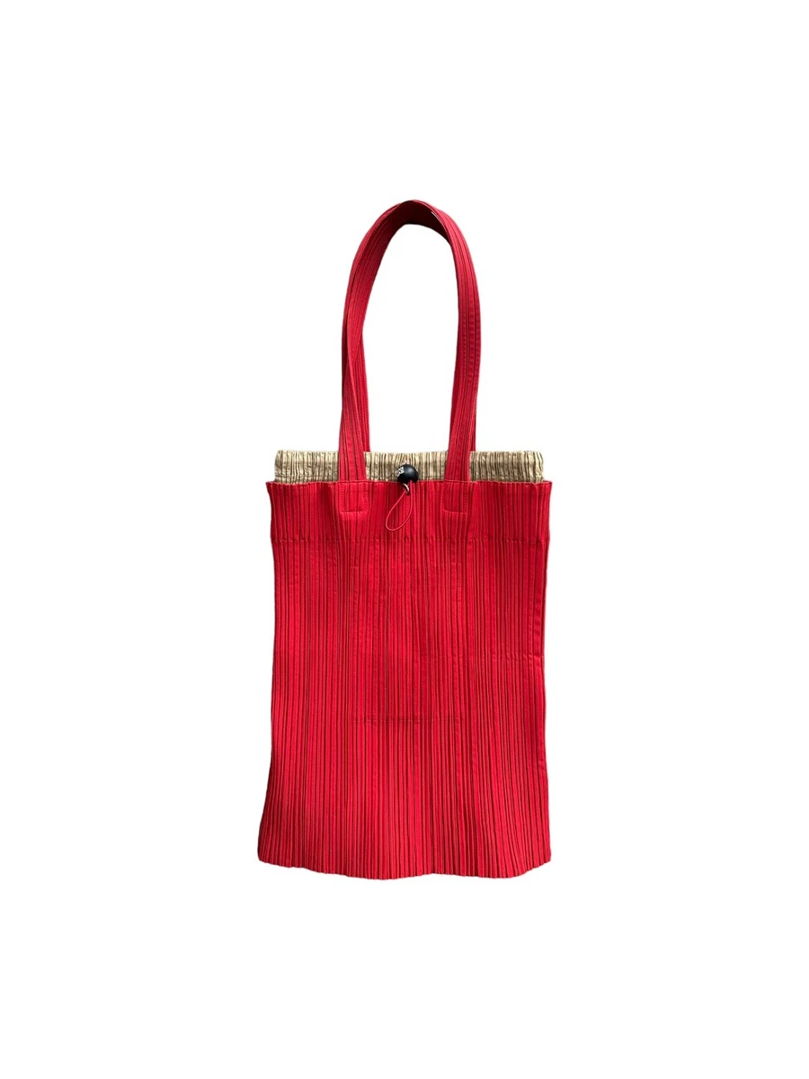 Pleats Please Issey Miyake Red Pleated Tote Bag