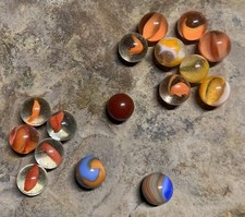 Vintage Orange Swirl Glass Marbles. Okay Condition