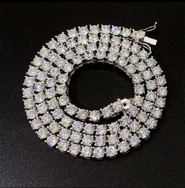 3mm Lab Diamond Tennis Necklace in 14K White Gold Plated 16 Inch Chain