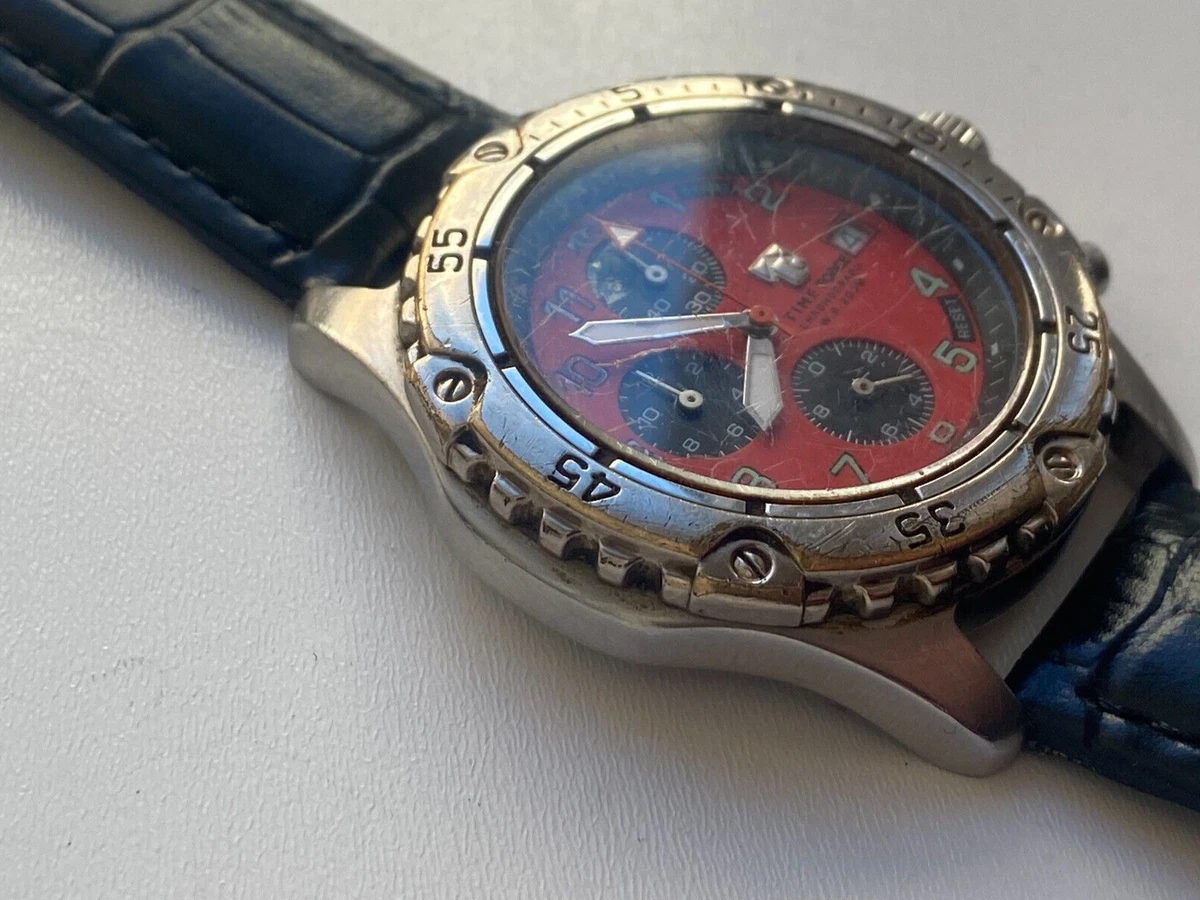 RARE Men WATCH TIME FORCE CHRONOGRAPH QWARTZ 8604 ALL STEEL WR 200 WORKING