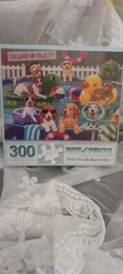 Bits and Pieces 300 Pieces Puppy Pool Party 18''×24'' New And Sealed