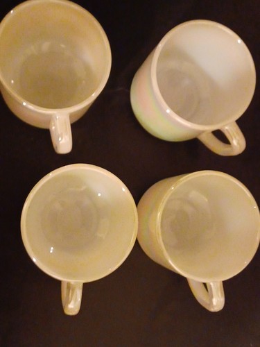 4 Vintage Federal Mugs Heat Proof USA Moonglow Iridescent Opalescent Coffee Cups - Picture 6 of 8