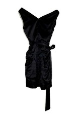 Express Womens Black V Neck Ruffled Up W Belt Mini Cocktail Party Dress Sz 4