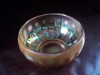 Beautiful Colorful  VTG Iridescent Marigold Ribbed Carnival Glass Round Bowl