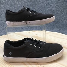Sperry Top Sider Shoes Youth 4 M Casual Sneakers Black Canvas Lace Up STK264554