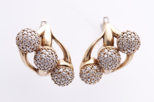 Turkish Handmade Jewelry Round Shape White Topaz 925 Sterling Silver Earring