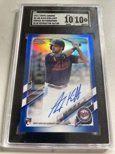 2021 Topps Chrome Alex Kirilloff RC Auto Blue Refractor 10 Auto/10 Gem 34/150