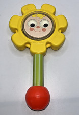 Vintage Fisher Price Flower Rattle For Baby Rattler With Mirror 424 1973 USA
