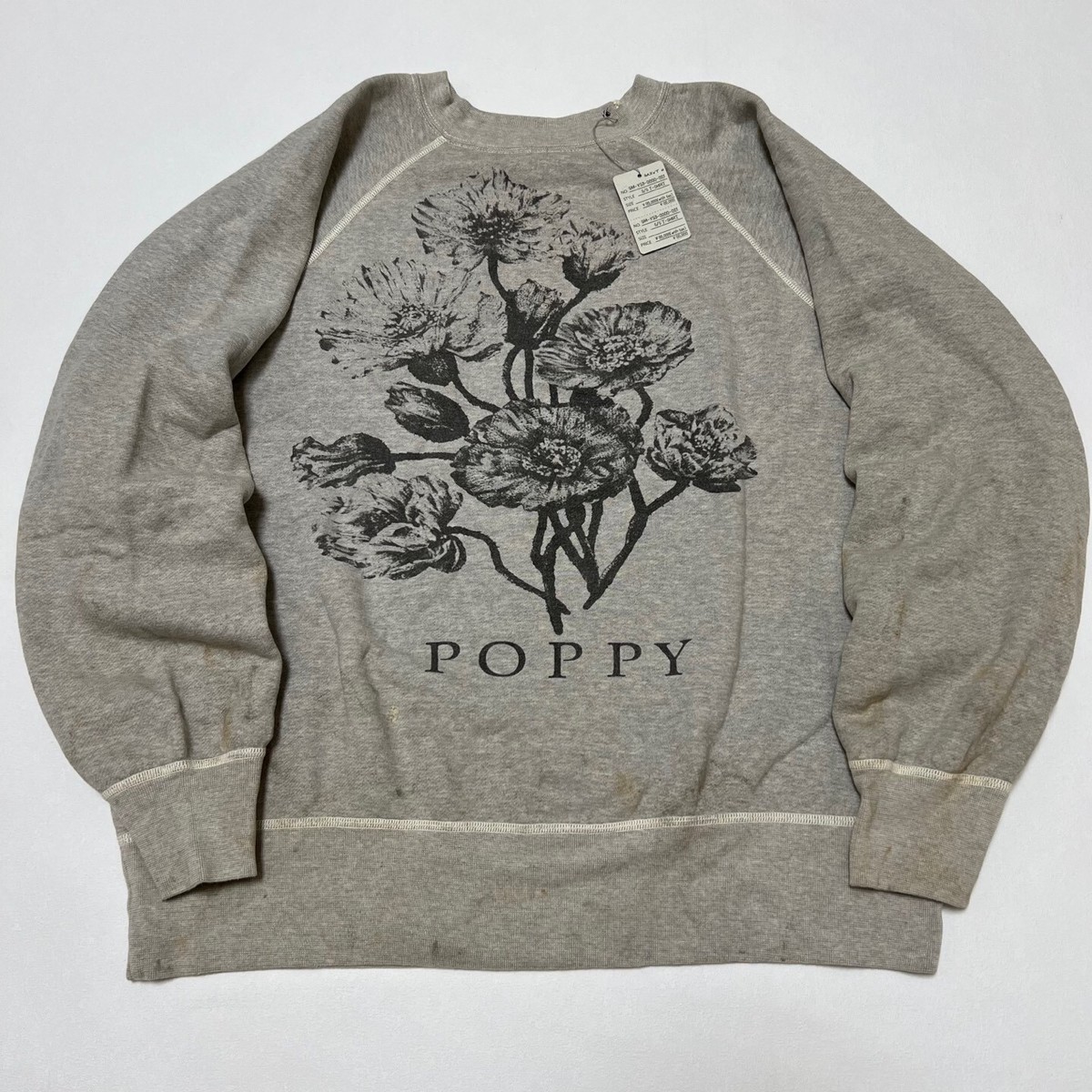 限定品　最安値POPPY EMBROIDERED SWEATSHIRT Saint Michael Poppy Dreamer Language Of Flowers Mens Gray