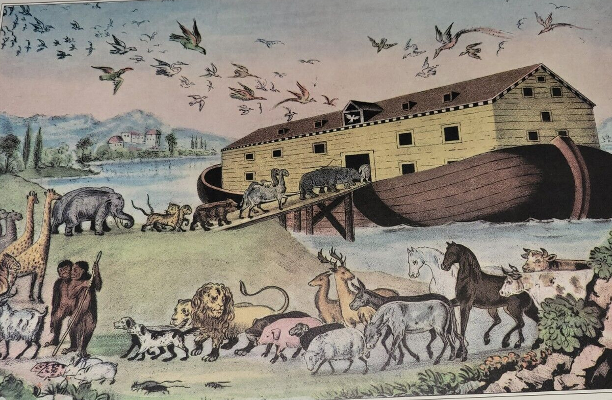 NOAH'S ARK They Went in Two by Two of All Flesh by Currier & Ives