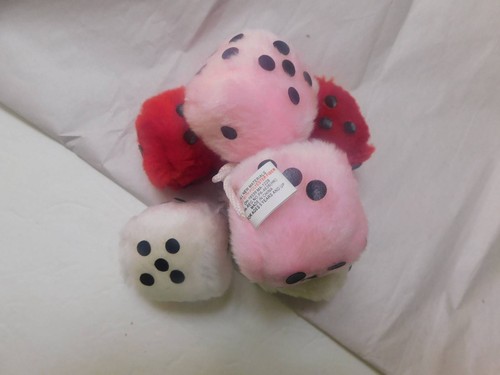 2" Colorful Fuzzy Dice with Dots - Pair vintage Auto Accessories parts - Picture 4 of 6