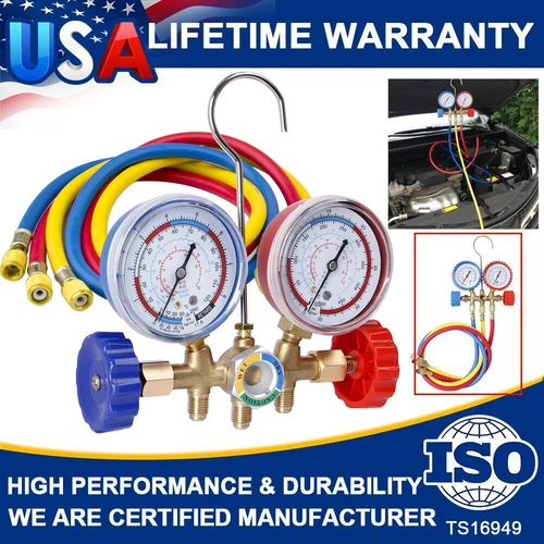 AC Diagnostic Manifold Gauge HVAC A/C Tool Kit Charging Tool Air Conditioner USA