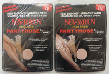 Vtg Lot 2 Pair AS SEEN ON TV Pantyhose by Howe RUN FREE Medium BLACK Nev-R-Run
