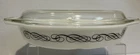 Vintage Pyrex Black Scroll Pattern. Divided Serving Dish With Lid 13"