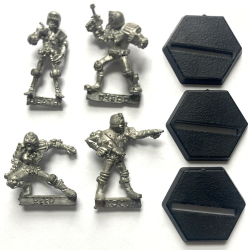 Lot of 4 1985 JUDGE DREDD Citadel Metal Figures Unpainted 2000 AD Slocum Reed