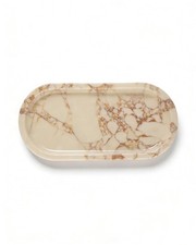 Oval Natural Marble Bathroom Tray for Decor Countertop, Marble Vanity Tray fo...