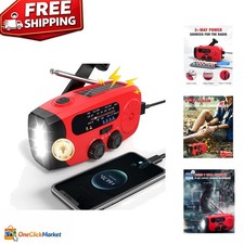 Portable Hand Cranked Radio with 2000mAh Battery NOAA Access - Red