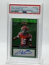 2024 Leaf Metal Collective Green Shimmer CHRIS HENRY JR. (AUTO #'d / 7) PSA 7