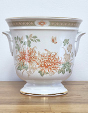 Vintage St. Michael Chrysantheme Keramik 13 cm hoch Fu&szlig;sockel Indoor Pflanzgef&auml;&szlig;