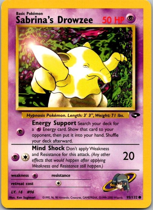 Gym Challenge #095/132 Sabrina's Drowzee Pokémon Moderately Played