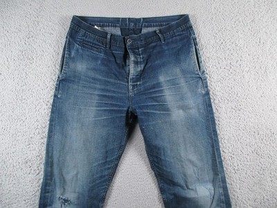 Left Field NYC Jeans Mens 36 Blue Selvedge Denim Made In USA Distressed