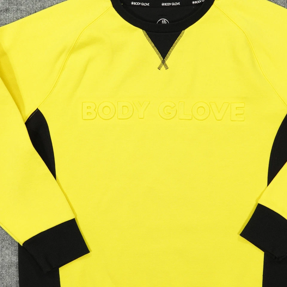 Sudadera Body Glove Para Hombre Grande Amarilla Negra Cuello Redondo Raglán Pullover Activo Foto 2 de 4