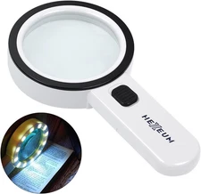 Lighted Magnifier, 30x Double Glass Lens, Illuminated Handheld Magnifier with...