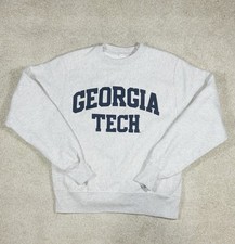 Y2K Vintage Champion Reverse Weave Georgia Tech Small Gray Crewneck Sweatshirt