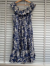 JENEROUS Blue Fairtrade Dress UK 16 Transformation Off Shoulder Organic Cotton
