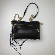Rebecca Minkoff Black Leather Crossbody Bag With Gold Hardware