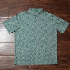 Straight Down Polo Shirt Mens L Floral Print Golf Performance UPF50 Stretch