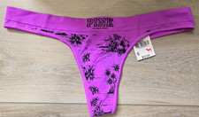 NWT Vintage Victoria's Secret PINK Tropical Smooth Seamless Low Thong Panties S