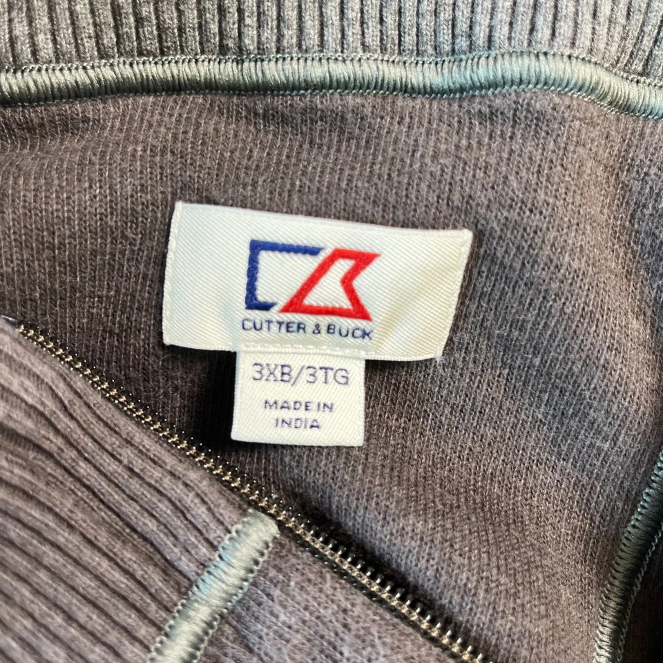 Cutter & Buck Pullover Men's 3XB Gray 1/4 Zip Heavyweight Cotton Casual Workwear - Image 3 of 4