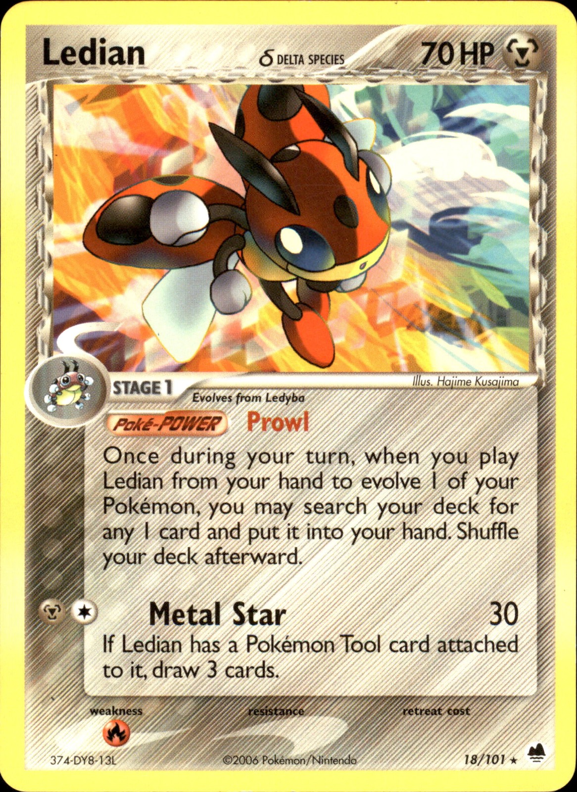 Ledian (Delta Species) 18/101 Rare - Pokemon Dragon Frontiers 2006 LP