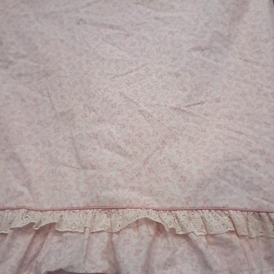Vintage Laura Ashley Queen Flat Sheet Ruffle Pink floral lace Imogen flower READ
