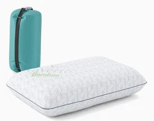 Small Memory Foam Bed Pillow for Camping - Compressible Medium Firm Breathable 
