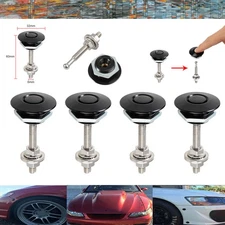 4X Push Button Quick Release Hood Pins Lock Clip Latch Bonnet Universal Black