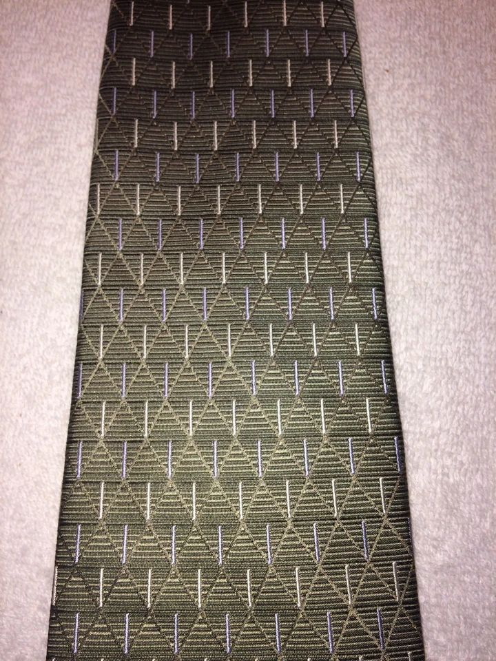  RUFFINI 男式领带绿色浅蓝色和白色装饰 4 X 60 全新无标签 — 第 4/4 张图片