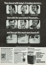 1972 Vintage Print Ad They shaved w/3 leading electrics Schick Flexamatic Shaver