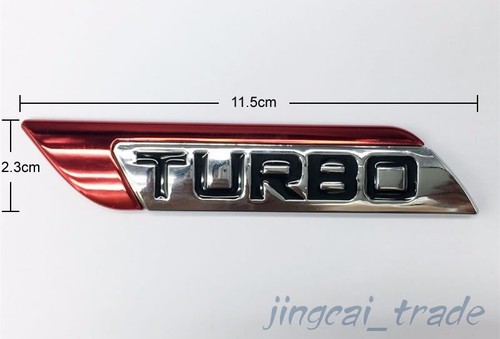 2 Stck. Rot Turbo Logo 3D Metall Auto Auto SUV Karosserie Kotflügel Emblem Abzeichen Aufkleber Sticker - Bild 7 von 9