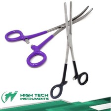Stainless Steel Vinyl Grip Hemostat Forceps Fishing Hook Pliers 8" STR CRV 2 Pcs