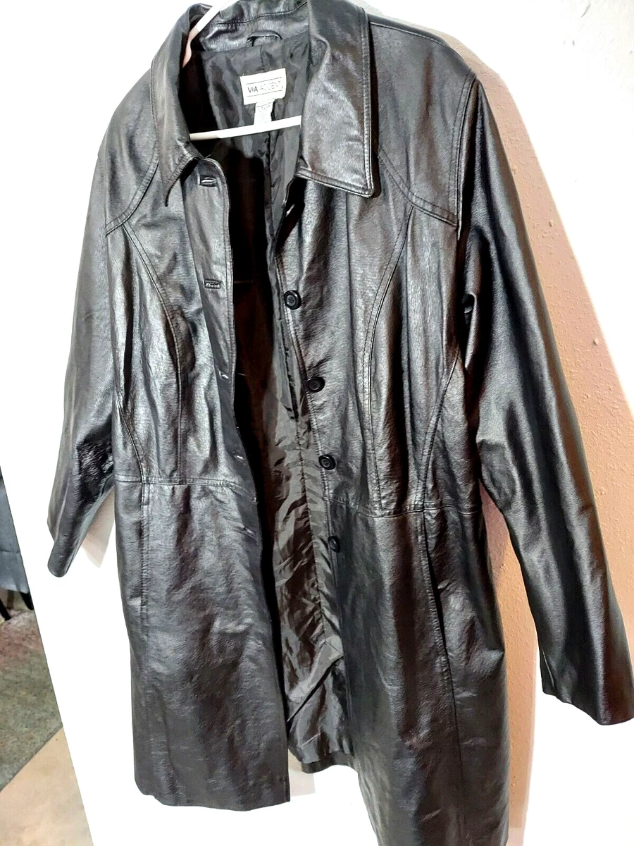 Via accenti leather coat sale