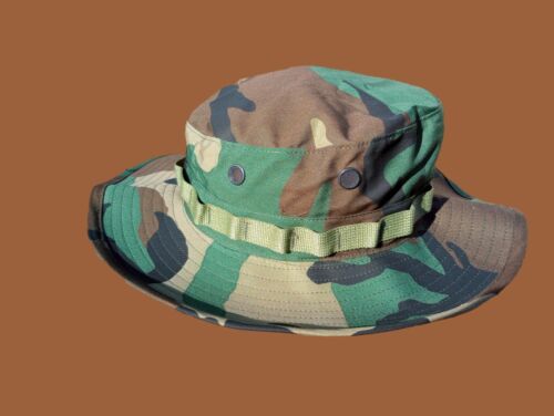 Military issue Boonie Hat Woodland Camouflage Special Ops Wide Brim 3" USA Made - Picture 3 of 11